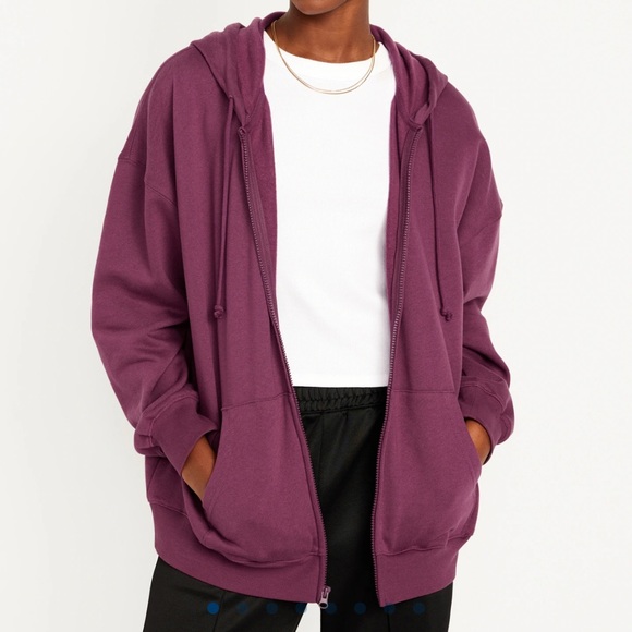 NWT OLD NAVY Oversized Full-Zip Hoodie Color: Dark Mauve SIZE LARGE - Picture 2 of 9
